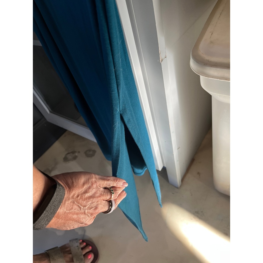 FORE Teal Blue Cutout Maxi Dress Square Neck Long Sleeve Slit DD7544VC M Boho - Picture 3 of 6